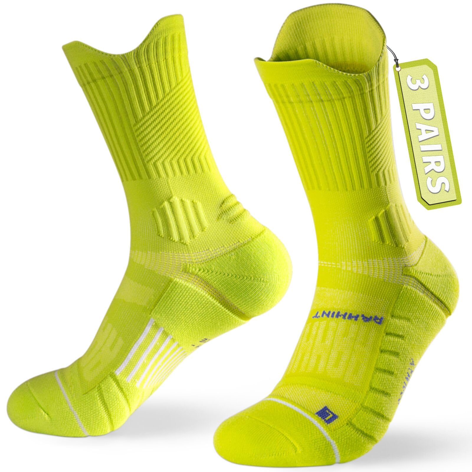 Coolmax Compressione 3 Paia Calzini Running Uomo Calze da Corsa Trekking Padel Uomo, Anti-Vesciche & Con Supporto Dell'arco Plantare, 35-51