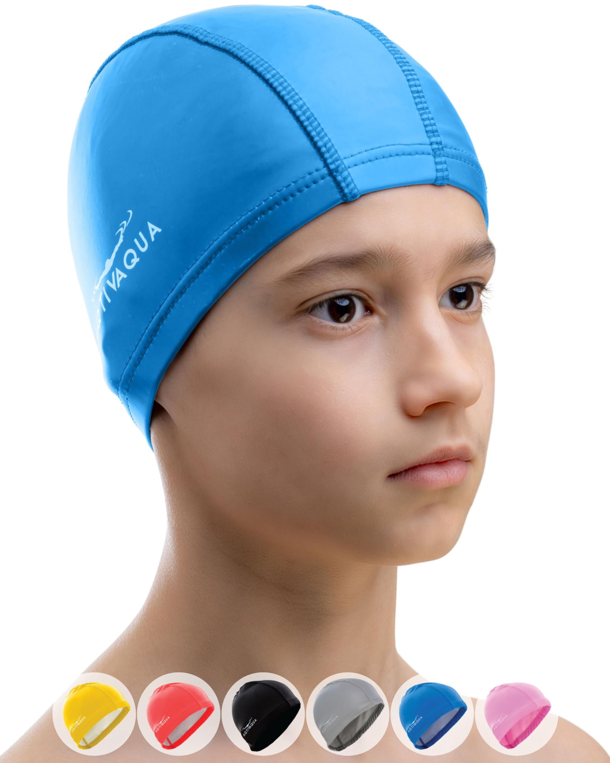 AqtivAqua Cuffia Piscina Uomo, Donna e Bambini — Morbida ed Elastica in Spandex con Rivestimento Protettivo — Ideale per l'Uso in Piscina
