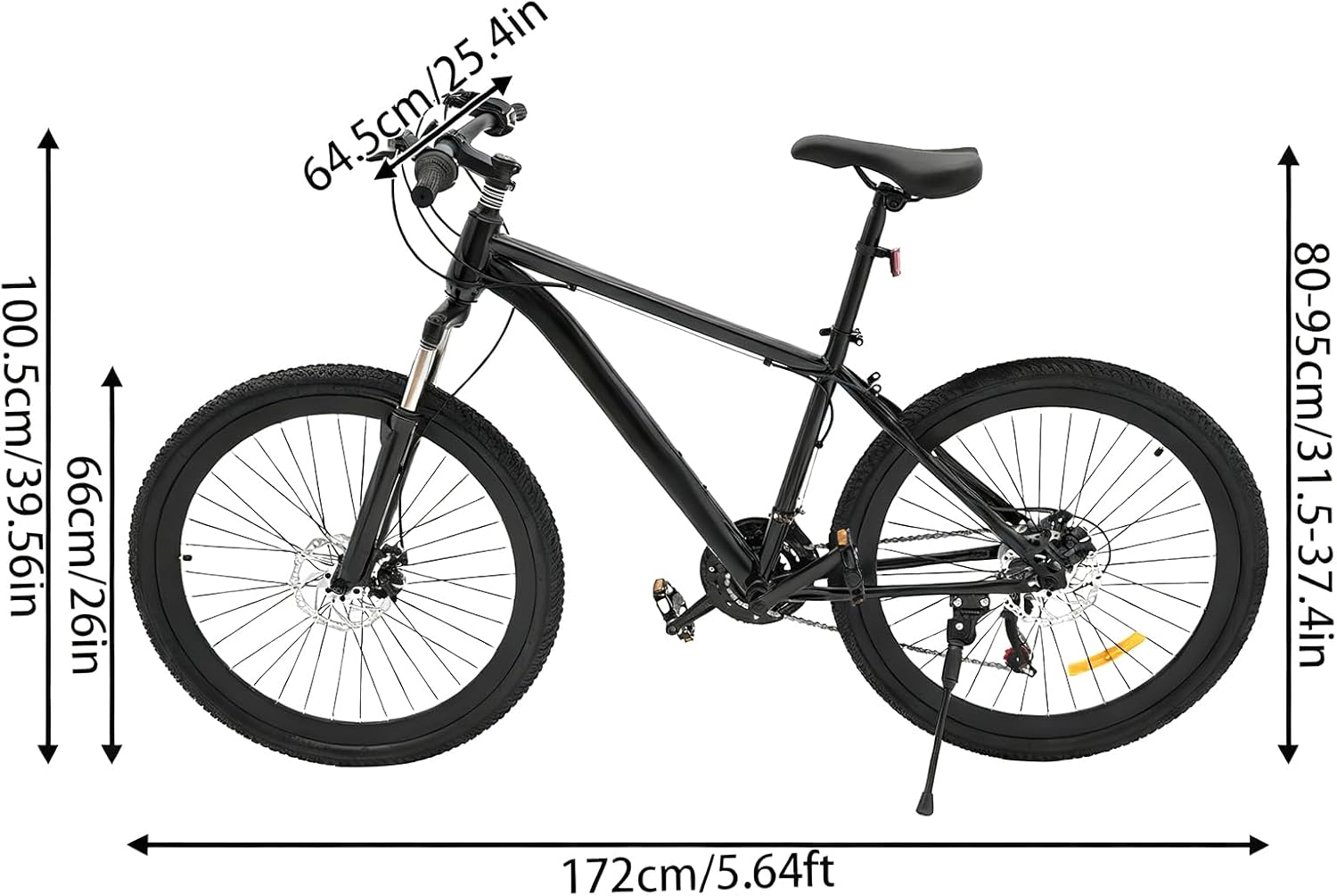 Mountain bike Hardtail 26 pollici bicicletta per adulti con freni a disco a 21 marce, forcella ammortizzata, telaio in acciaio robusto e luci a LED per adulti e ragazzi a partire dai 12 anni