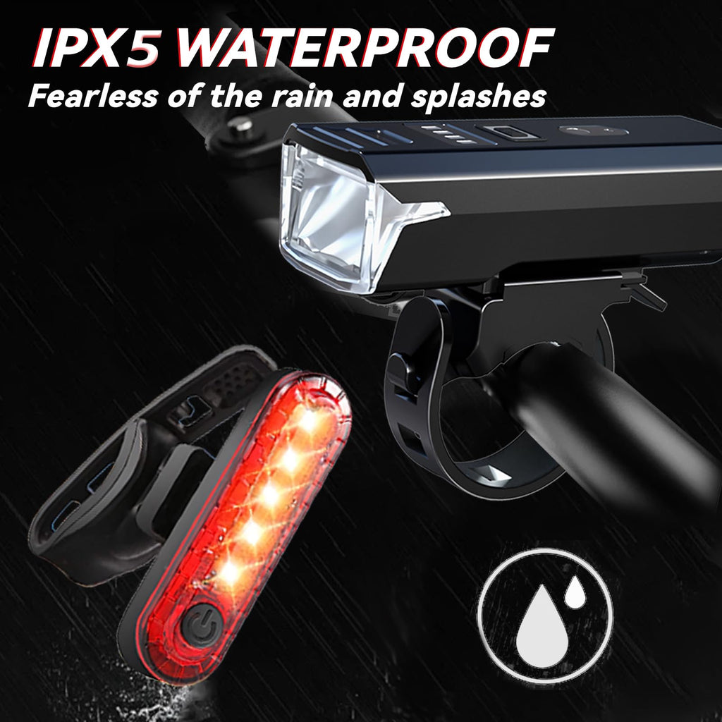Luci Bici Ricaricabili USB,Luci Bicicletta LED Potenti Super Luminoso 2000 Lumens Luce Bici Anteriore e Posteriore ，Impermeabile IPX5 Set di luci per Bicicletta per Strada e Montagna