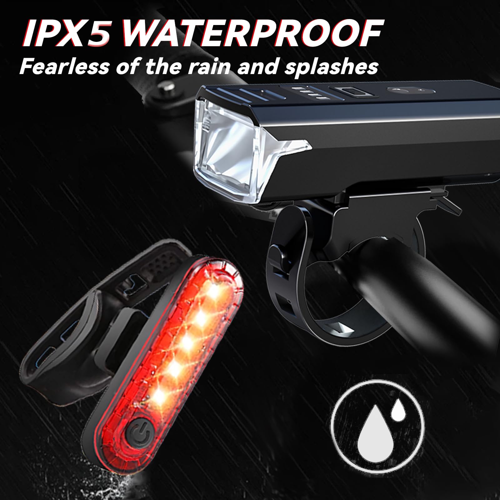 Luci Bici Ricaricabili USB,Luci Bicicletta LED Potenti Super Luminoso 2000 Lumens Luce Bici Anteriore e Posteriore ，Impermeabile IPX5 Set di luci per Bicicletta per Strada e Montagna