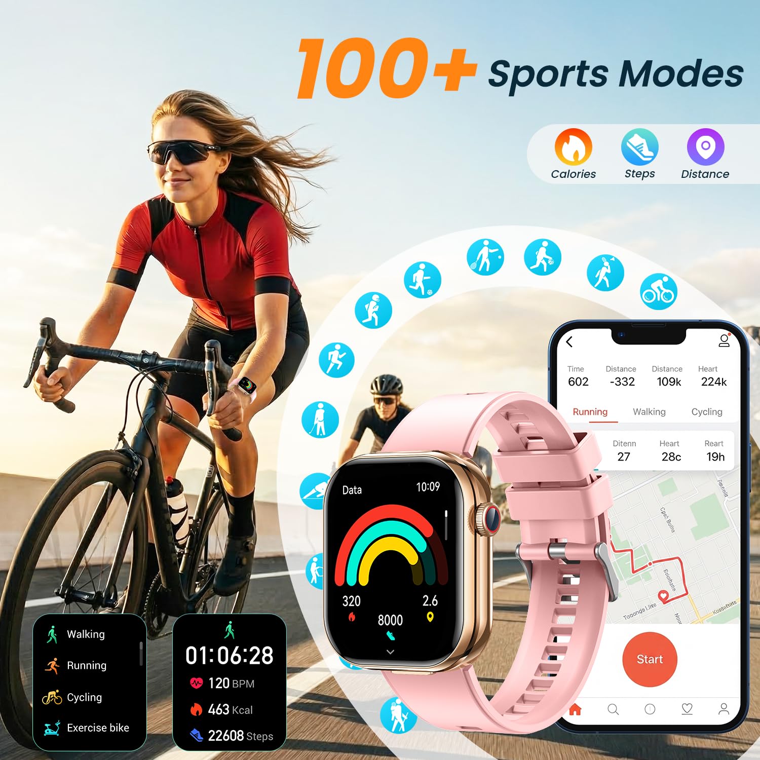 Smartwatch Donna Uomo con Auricolari Bluetooth: 2.02" Orologio Smart Watch Effettua Risposta Chiamate 100 Modalità Sportive Fitness Tracker IP67 Impermeabile WhatsApp Notifice Compatibile Android iOS