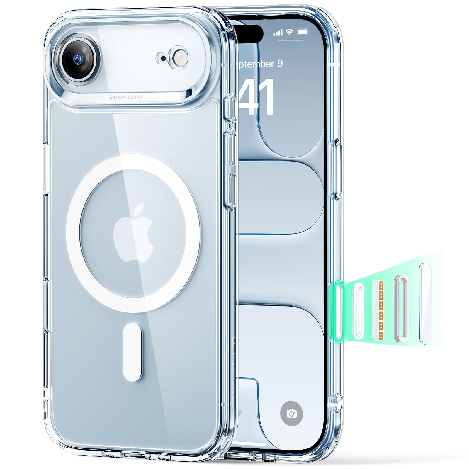 ESR Cover per iPhone 17 Pro Max, Custodia per controllo della fotocamera, Compatibile con MagSafe, Protezione antiurto di livello militare, Angoli Air Guard ammortizzanti, Trasparente
