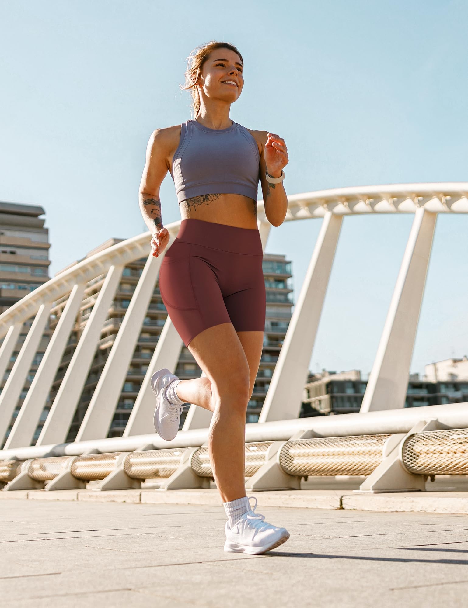 Yogaration Pantaloncini Palestra Donna, Shorts Sportivi Vita Alta con Tasche, Leggins Corti Push up Senza Cuciture per Yoga Fitness Gym Sport Estivi