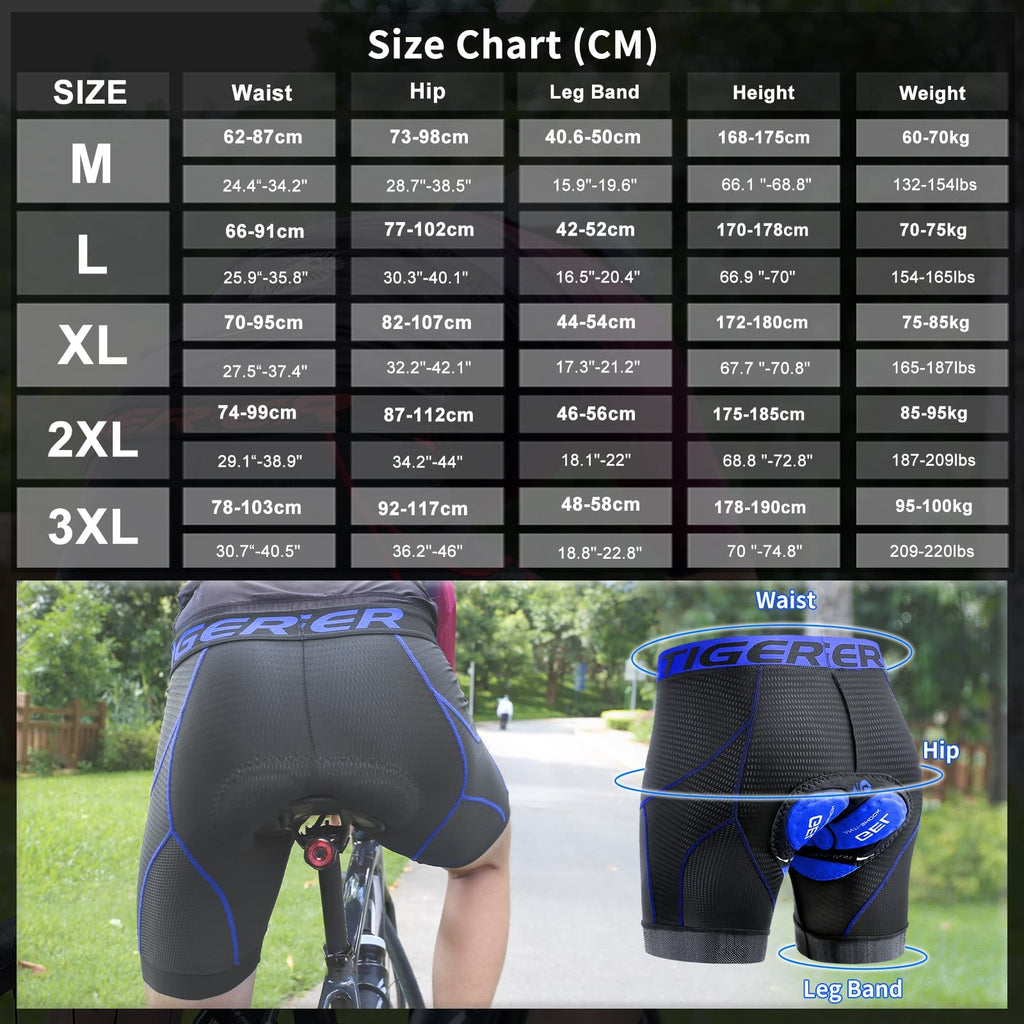 X-TIGER Cuissard cycliste homme avec rembourrage gel 5D respirant sous-vêtement caleçon de cyclisme pour vélo