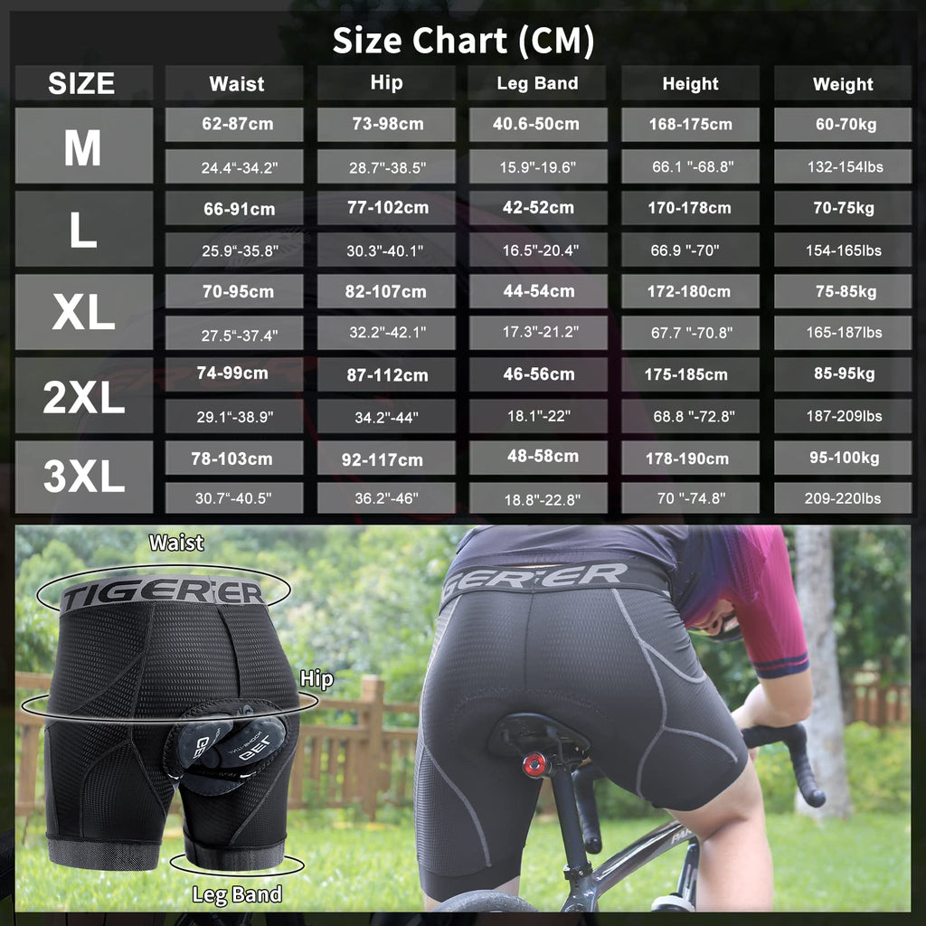 X-TIGER Cuissard cycliste homme avec rembourrage gel 5D respirant sous-vêtement caleçon de cyclisme pour vélo