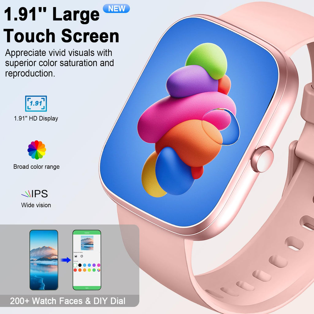 Soudorv 2026 Smartwatch Uomo, Nuovo 1,91'' Orologio Intelligente Fitness con Chiamate Bluetooth, Smart Watch Tracker 100+ Modalità Sportive per Cardiofrequenzimetro,SpO2, Smart Watch per Android iOS