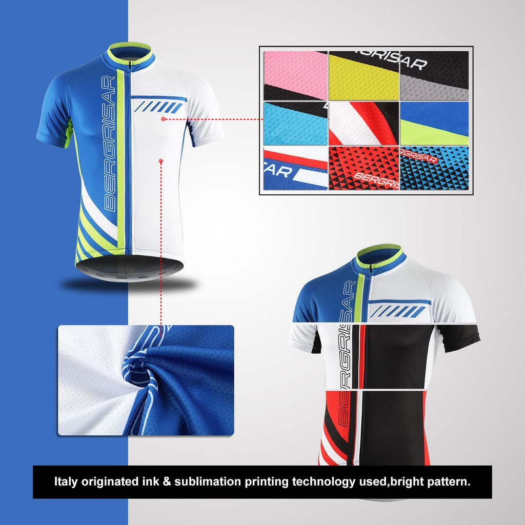 BERGRISAR Maglia da Ciclismo a Maniche Corte da Uomo, Traspirante Leggero Estiva Abbigliamento per MTB Bici