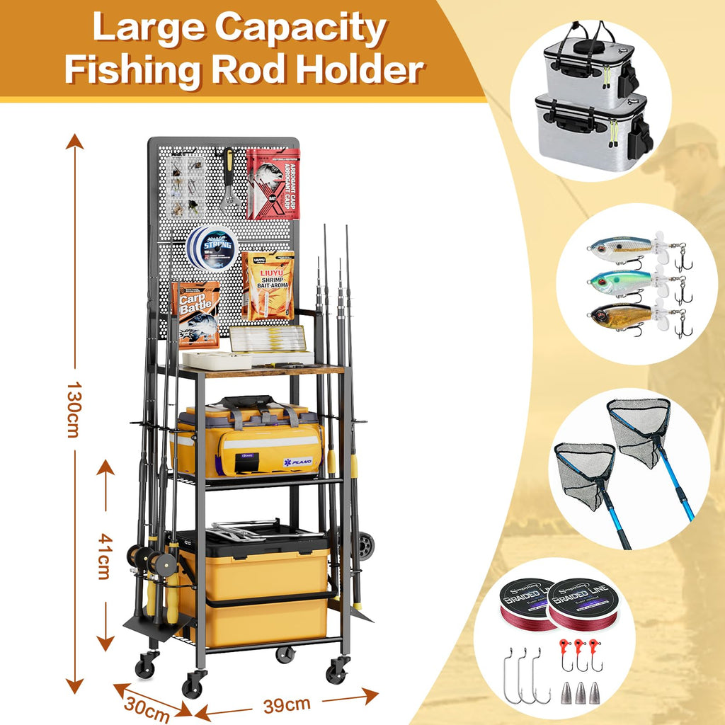 Bikoney Supporto per Canna da Pesca Accessori da Pesca Attrezzi da Pesca Organizzatori di Attrezzature da Pesca Negozio da Pesca Supporti per Canna da Pesca Carrello per Garage Casa Ingresso Angolo