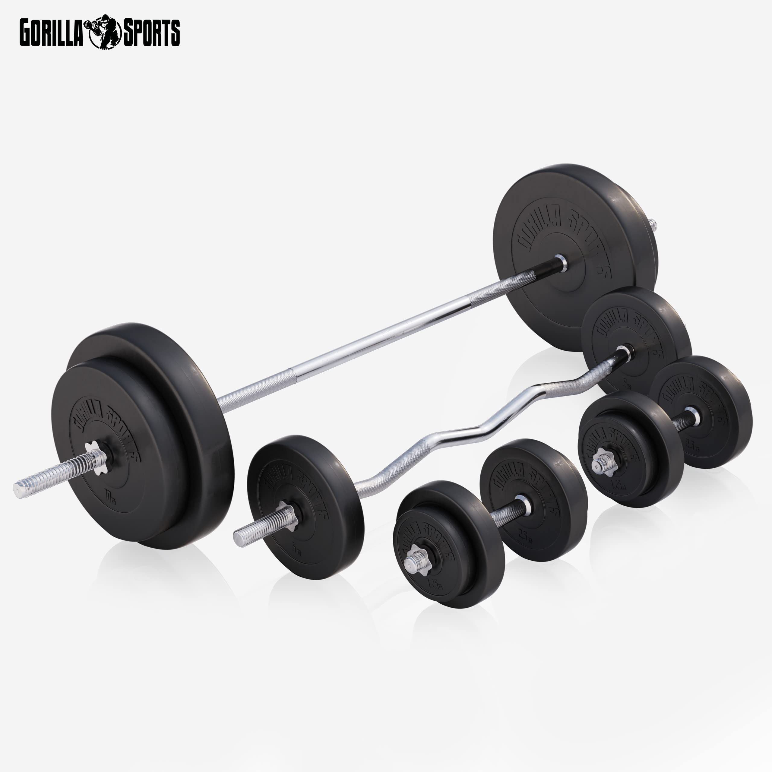 GORILLA SPORTS® Panca Pesi Multifunzione Regolabile – Pieghevole con Porta, Bilanciere e Manubri con Dischi 38/70/100 kg – Piana/Inclinata, Struttura Robusta Max 200 kg – Palestra Casa Fitness