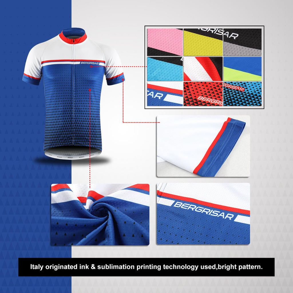 BERGRISAR Maglia da Ciclismo a Maniche Corte da Uomo, Traspirante Leggero Estiva Abbigliamento per MTB Bici