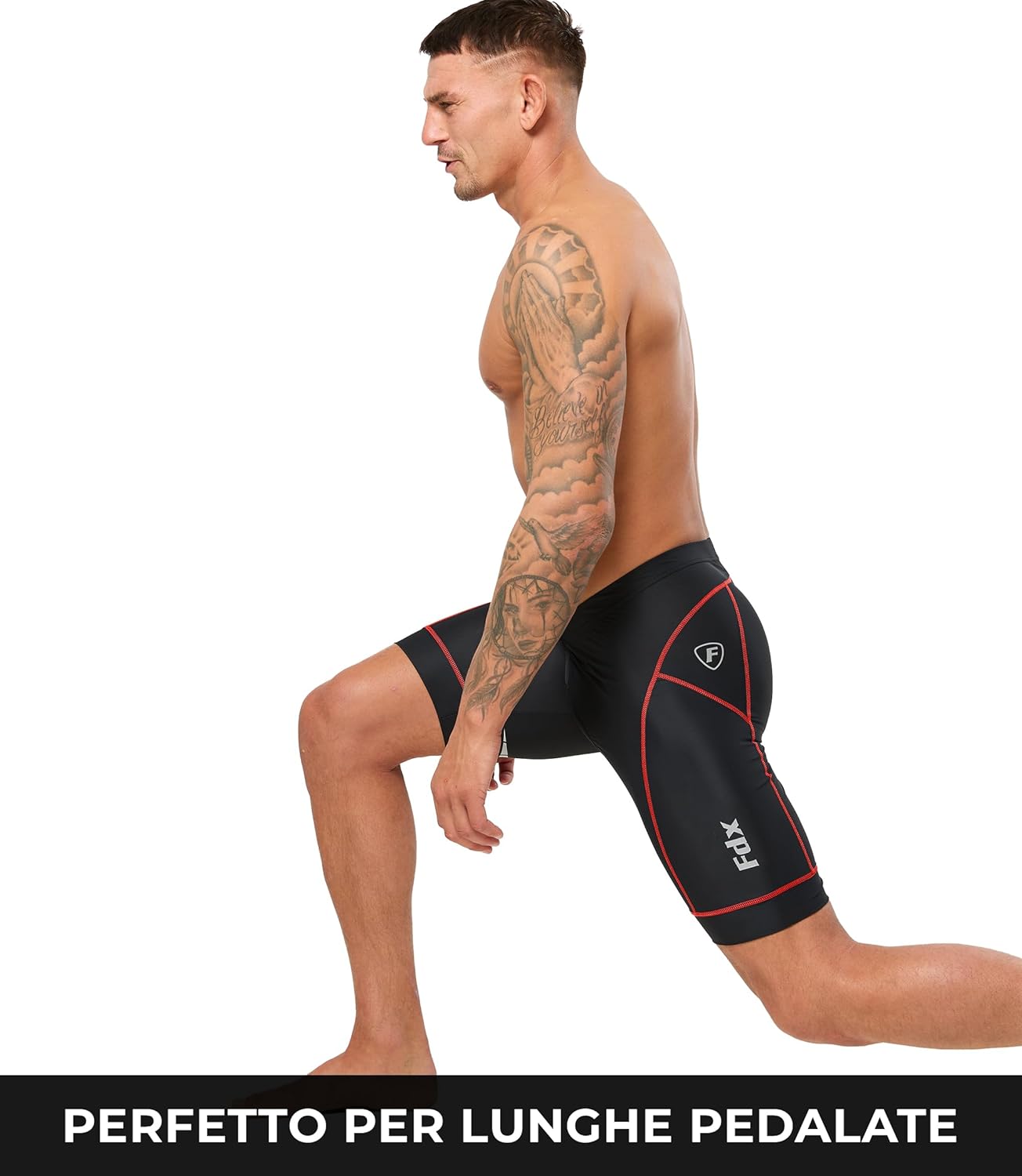 FDX Pantaloncini Ciclismo Uomo Imbottiti 3D, Intimo MTB Traspirante e Asciugatura Rapida, Antiscivolo, Shorts Bici da