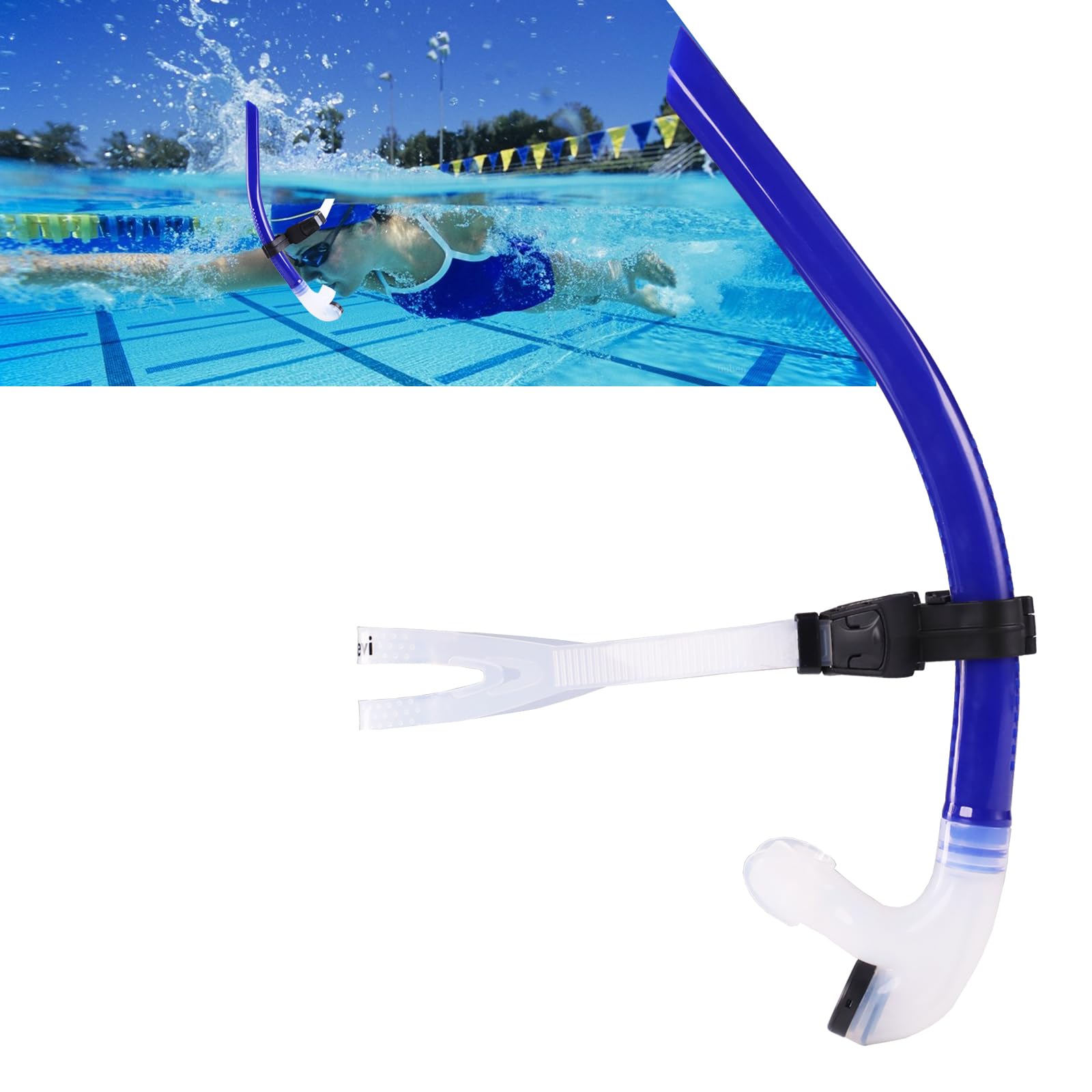 Frontale Boccaglio da per Il Nuoto, Attrezzatura per Nuotatori Adulto l'allenamento con Lo Snorkeling in Piscina, Snorkel con Montaggio Centrale, Valvola di Spurgo
