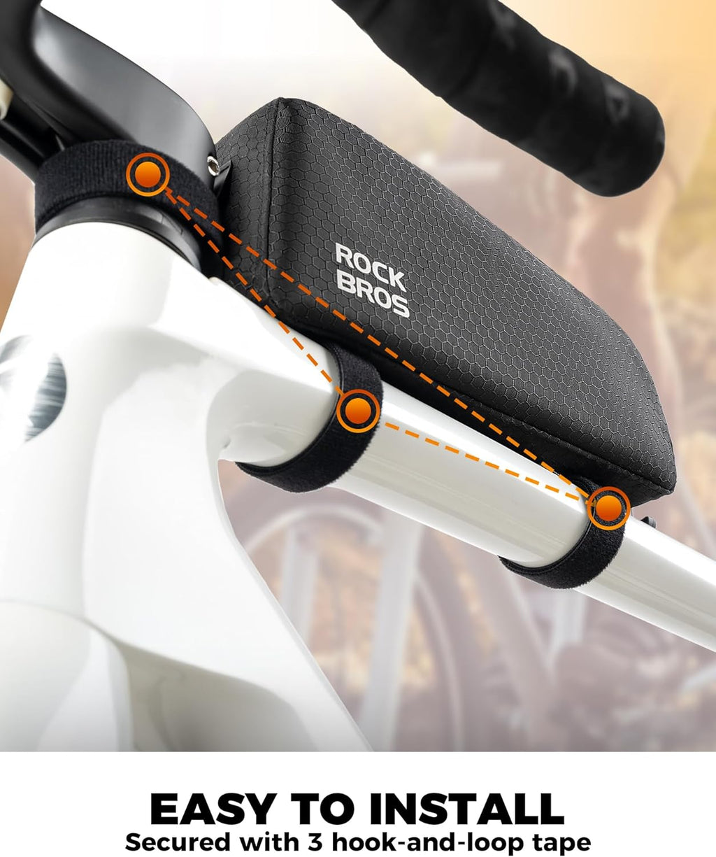 ROCKBROS - Borsa per telaio della bicicletta, impermeabile, 0,9 l, stretta, per riporre telaio, e-bike, ghiaia, strada, MTB, nero