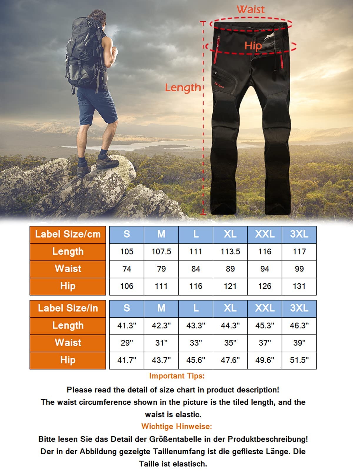 Zoerea Pantaloni Trekking Uomo Asciugare Rapidamente Traspiranti Convertibile Pantaloncini Primavera Estate Sottile All'aperto Alpinismo Escursionismo Calzoni