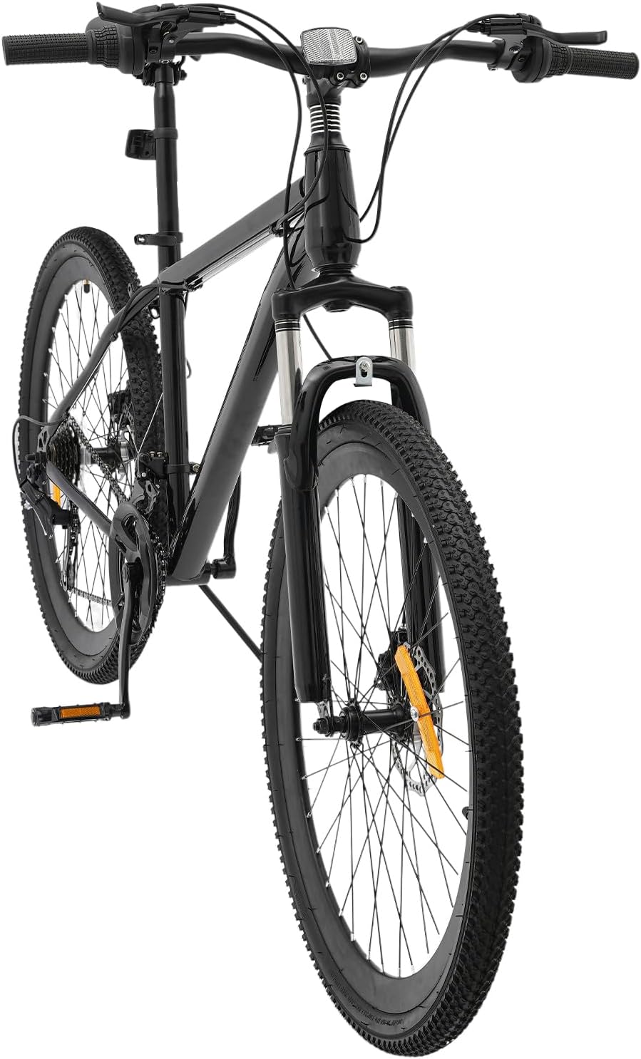 Mountain bike Hardtail 26 pollici bicicletta per adulti con freni a disco a 21 marce, forcella ammortizzata, telaio in acciaio robusto e luci a LED per adulti e ragazzi a partire dai 12 anni