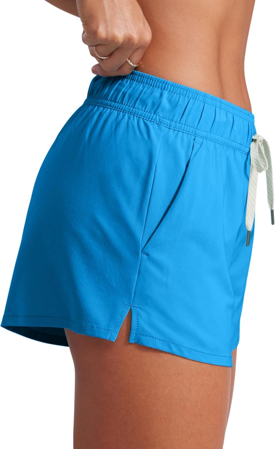 CRZ YOGA Donna 3” Vita Media Nuoto Pantaloncini Spacchetti Laterali Costume da Bagno Asciugatura Rapida con Fodera Tasche