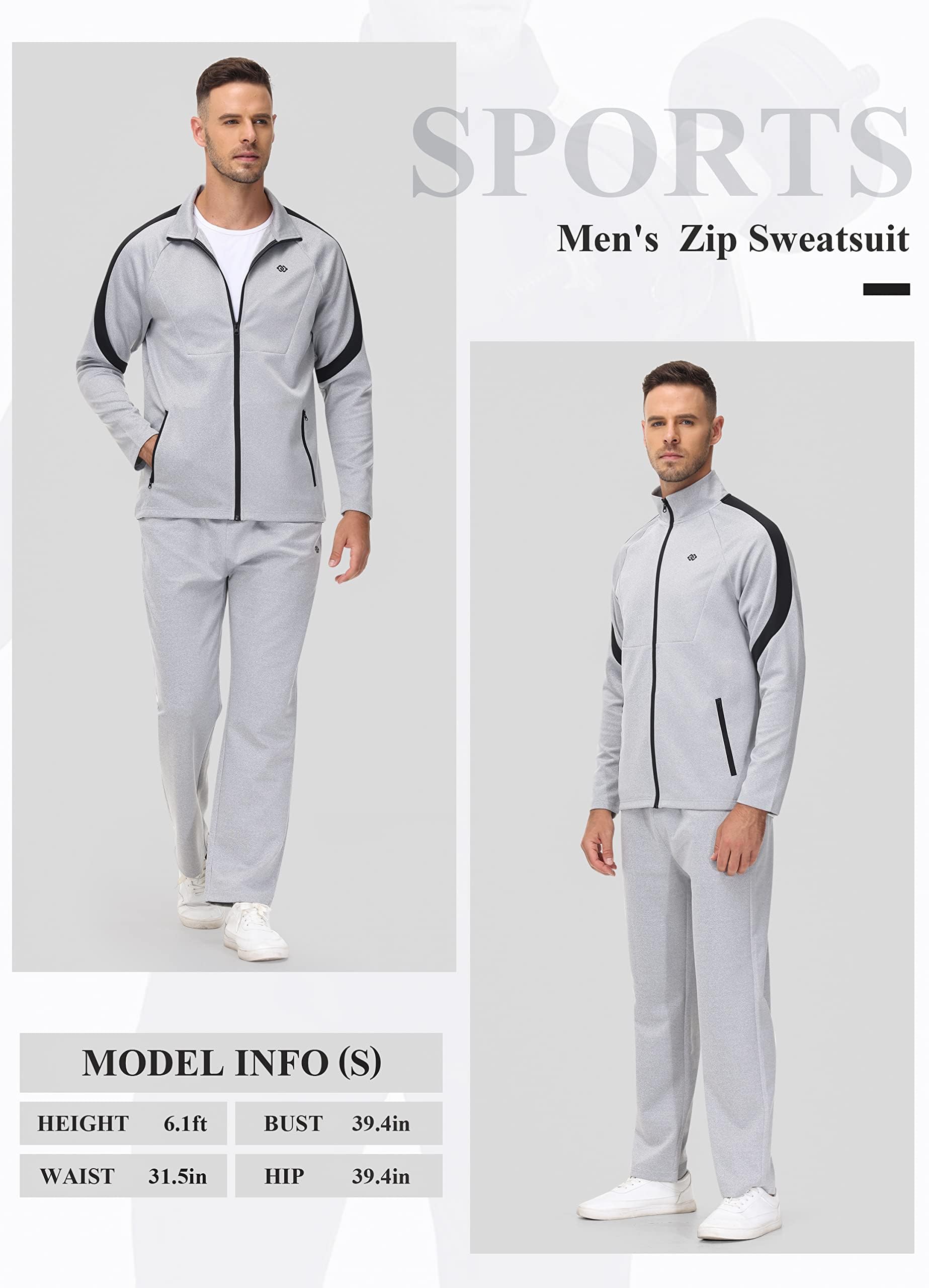 MoFiz Tuta Completo Sportivo Uomo Tennis Abbigliamento Palestra con Cerniera per Attività all'aperto