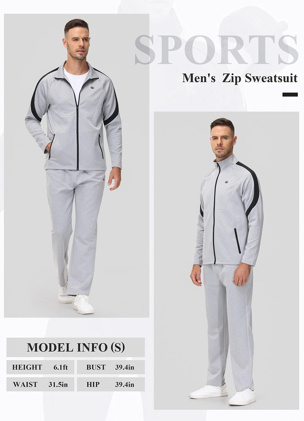 MoFiz Tuta Completo Sportivo Uomo Tennis Abbigliamento Palestra con Cerniera per Attività all'aperto