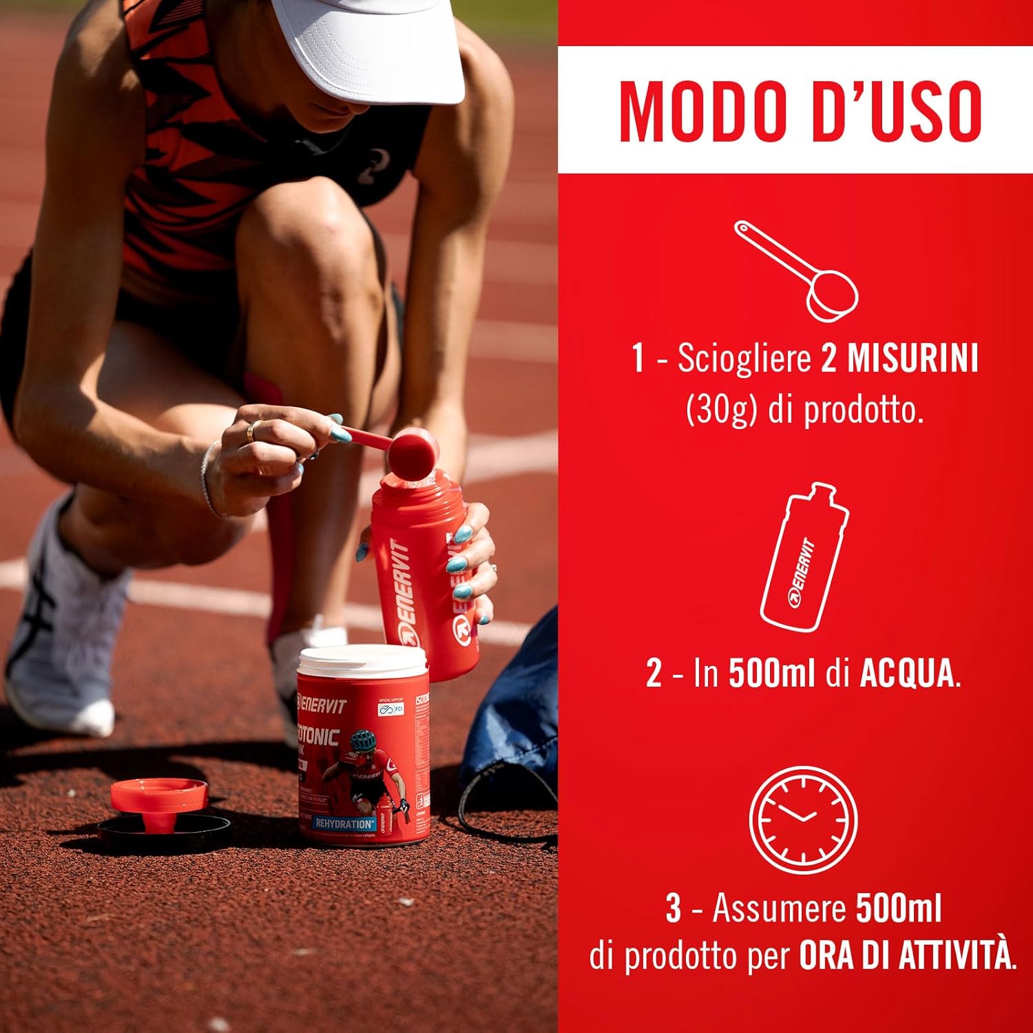 Enervit, Isotonic Drink Arancia, Bevanda Reidratante, Per Reidratarsi Durante Sforzi Prolungati, Riduce la Stanchezza, 25g di Carboidrati a Porzione, Gusto Arancia, Barattolo da 420g