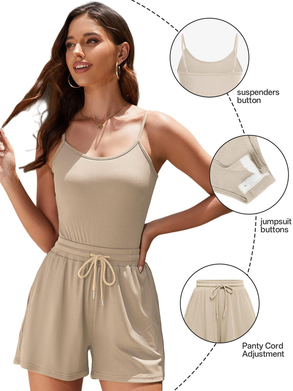 Rayson Completo da Donna Estivo 2 Pezzi Curvy Eleganti Tuta Completa Corta Donna con Spalline Sottili Body Tops e Pantaloncini Set per Running Yoga Sportivo