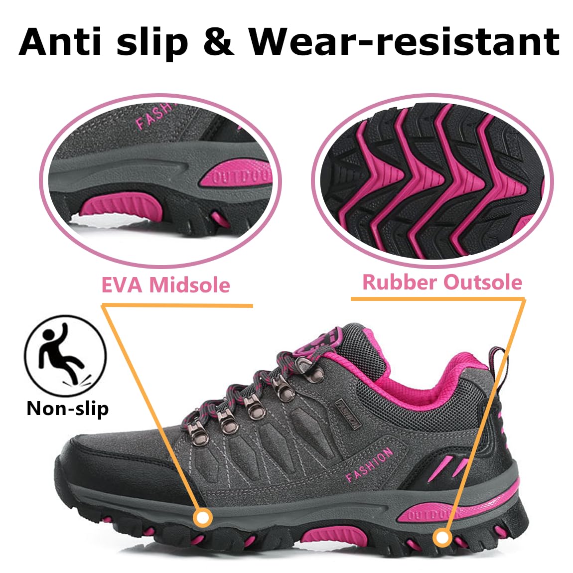 Scarpe da Trekking da Donna Scarpe Sportive Basse Scarpe da Trekking Leggere all'aperto Scarpe da Trekking Antiscivolo Adatte al Campeggio e all'escursionismo Nero Grigio Viola Rosa 36-42EU