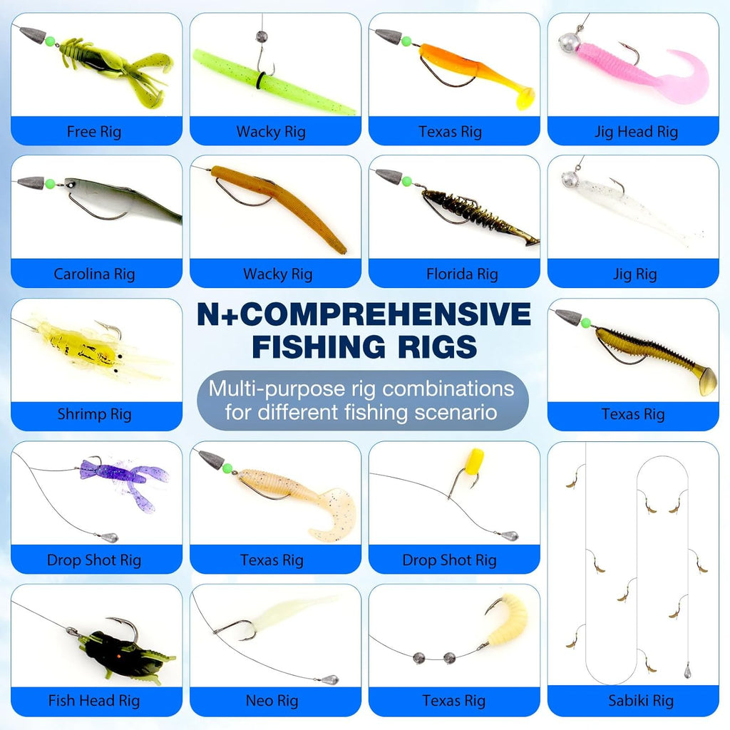Set di 460 esche da pesca con grande scatola a 3 strati – Accessori da pesca completi con pinze, ganci, crankbait, svasatori, jig, piombo e molto altro ancora – regalo per uomini