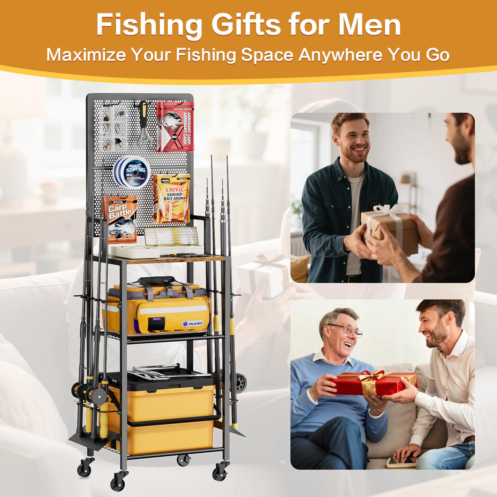 Bikoney Supporto per Canna da Pesca Accessori da Pesca Attrezzi da Pesca Organizzatori di Attrezzature da Pesca Negozio da Pesca Supporti per Canna da Pesca Carrello per Garage Casa Ingresso Angolo