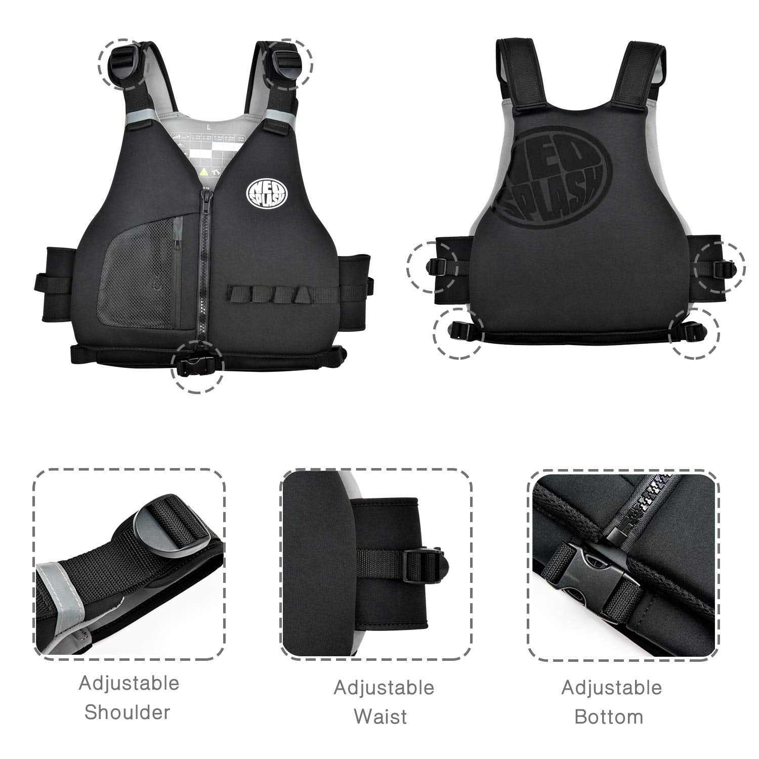 Aiuto al Galleggiamento Adulti, Giubbotto Solido, Ideale per Sport Acquatici, kayak, Sup, Canottaggio, Snorkeling