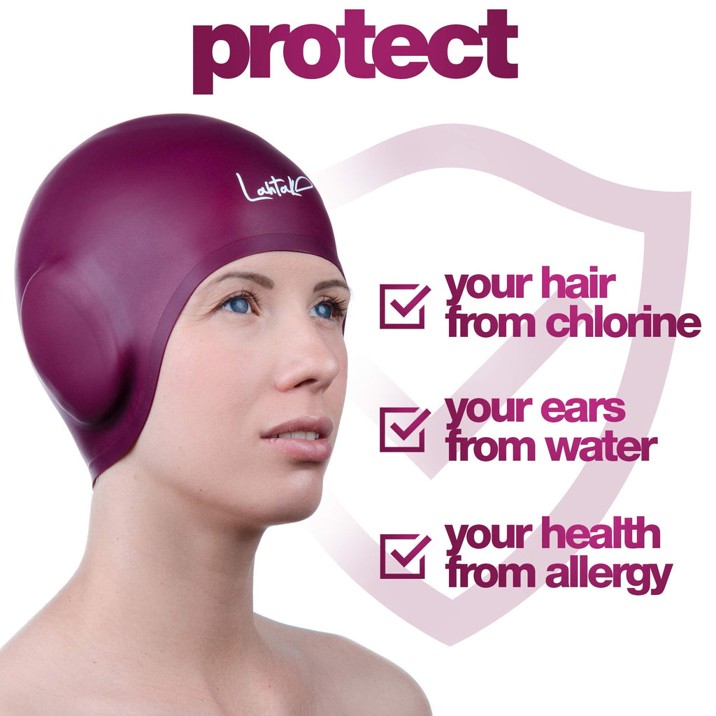 Cuffia da Nuoto per la Protezione delle Orecchie 3D - Cuffia Piscina Donna Uomo - Cuffia Nuoto Silicone Impermeabile - Cuffia Doccia Donna - Cuffia Piscina Capelli Lunghi e Corti