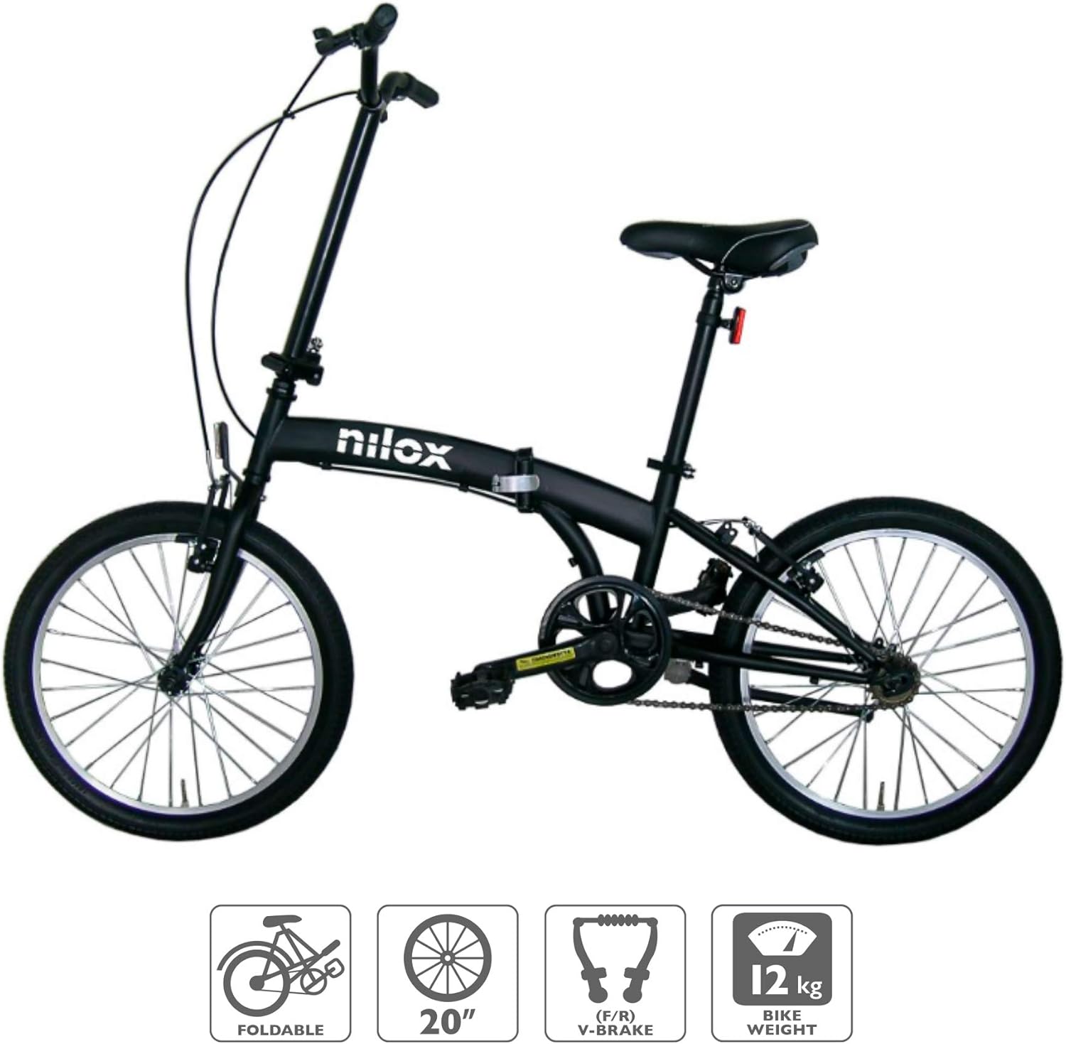 Nilox, Bike X0, Bici Pieghevole, Facile da Trasportare, Design Moderno, con Telaio Opaco in Acciaio, Bicicletta Leggera, 12 kg di Peso, con Cerchi in Alluminio da 20"