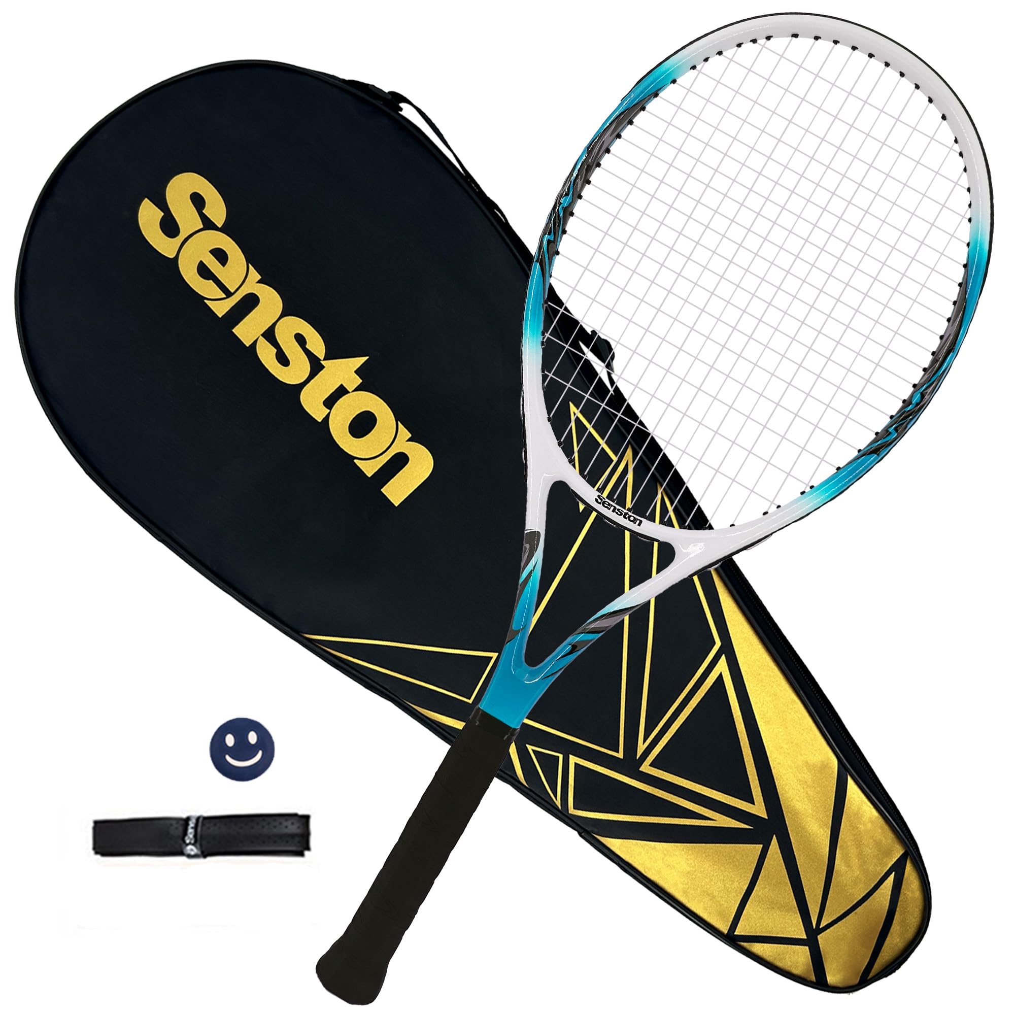 Senston Racchetta da Tennis da 27'', Racchette Tennis con Borsa, Grip da Tennis, Smorzatore di Vibrazioni, Presa e Controllo Eccellenti