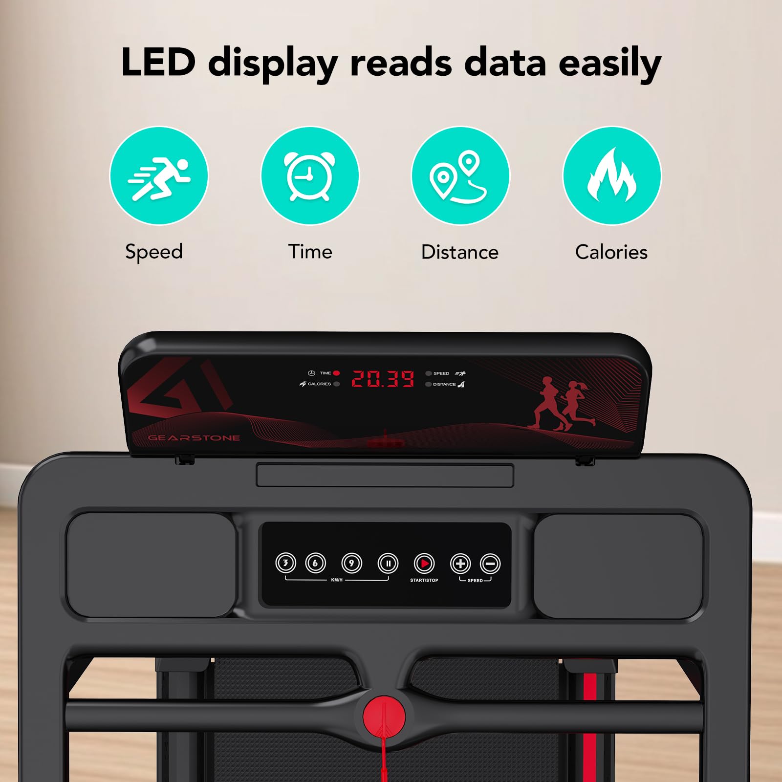 CITYSPORTS Tapis Roulant Elettrico Pieghevole 1-12km/h, Salvaspazio Con Display a LED, Supporto per App e Tablet a 360°, Compatto per Casa e Ufficio