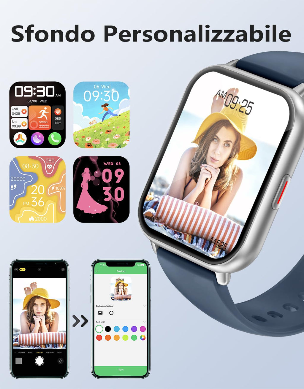 RUIMEN Smartwatch Donna Chiamate Bluetooth Musica Orologio Sportive Contapassi da Polso Cardiofrequenzimetro Saturazione Ossigeno Fitness Tracker Ciclo Mestruale Controllo Sonno per Android iOS Rosa