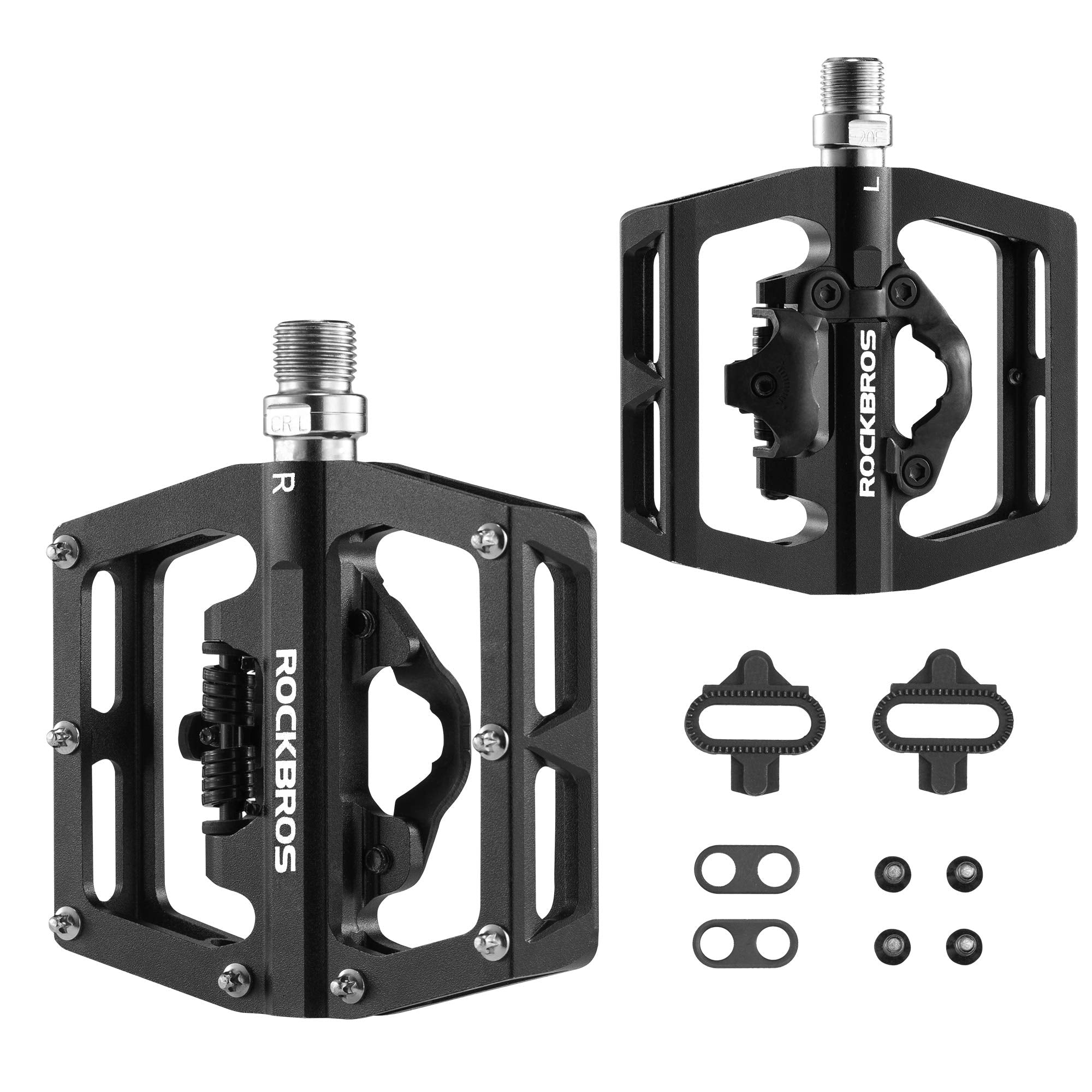 ROCKBROS Pedali di Blocco SPD per MTB Corsa Bicicletta da Strada 9/16 Pollici in Alluminio Pedali Bici con Cuscinetti Sigillati Ultra Leggero Antiscivolo Antipolvere