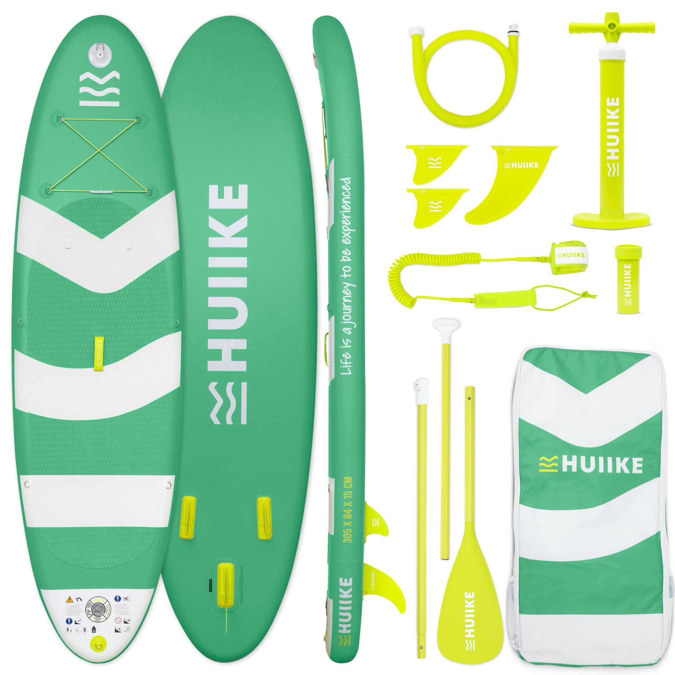 HUIIKE Tavola Sup Gonfiabile Adulti con Accessori Inclusi, Pagaia, Pinne, Pompa. Stand Up Paddle Board con Grande Stabilità e Resistenza. 305 x 84 x 15 cm, Carico Massimo 130 kg