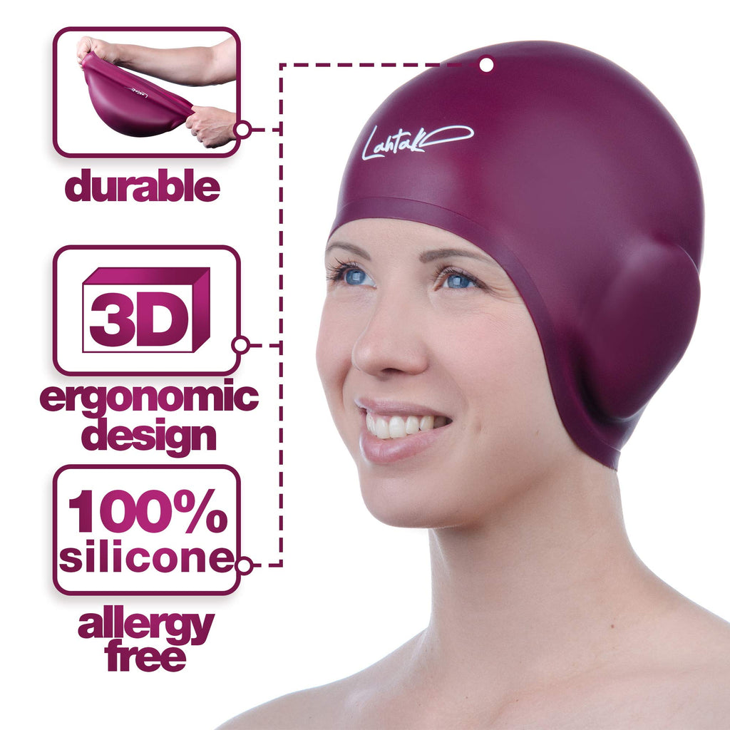 Cuffia da Nuoto per la Protezione delle Orecchie 3D - Cuffia Piscina Donna Uomo - Cuffia Nuoto Silicone Impermeabile - Cuffia Doccia Donna - Cuffia Piscina Capelli Lunghi e Corti