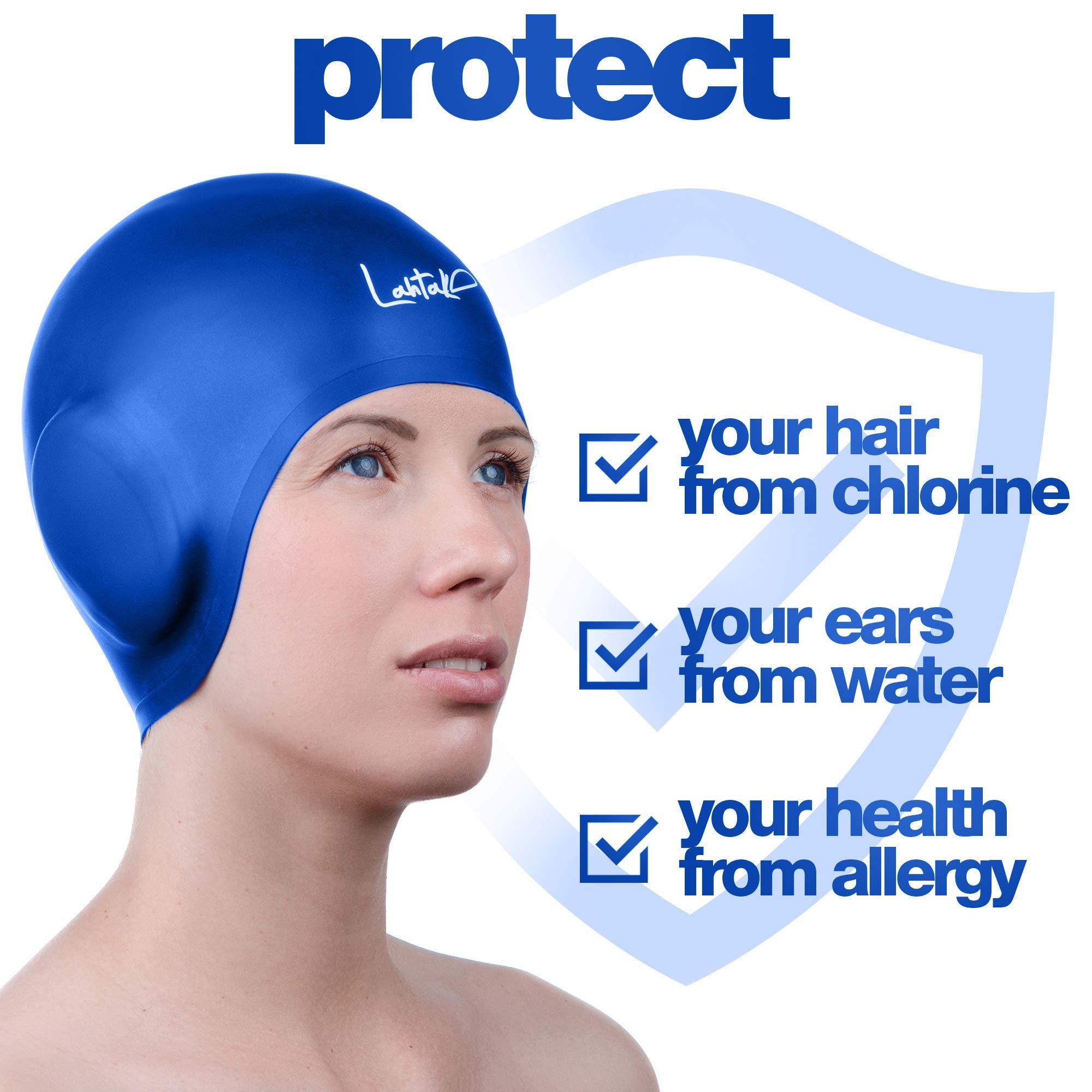 Cuffia da Nuoto per la Protezione delle Orecchie 3D - Cuffia Piscina Donna Uomo - Cuffia Nuoto Silicone Impermeabile - Cuffia Doccia Donna - Cuffia Piscina Capelli Lunghi e Corti