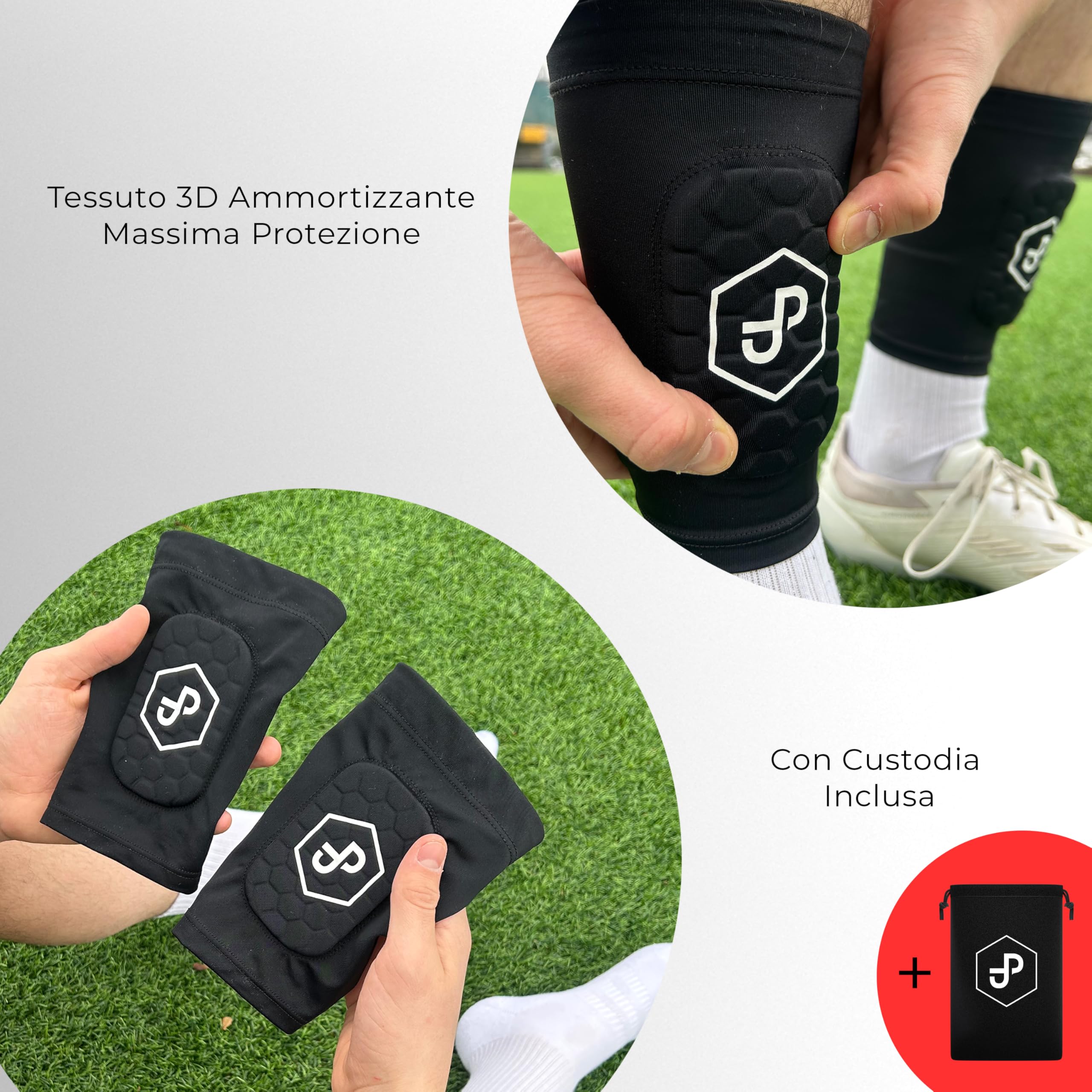 JDP Premium parastinchi 3 in 1, calze con parastinchi integrato da calcio uomo / donna / bambini, protezioni per tibia incluse con calzettoni da calcio, parastinchi da sportivi, accessori sportivi