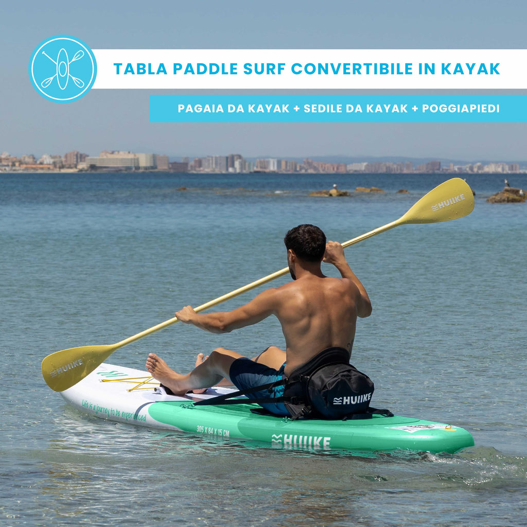 HUIIKE Tavola Sup Gonfiabile Adulti con Accessori Inclusi, Pagaia, Pinne, Pompa. Stand Up Paddle Board con Grande Stabilità e Resistenza. 305 x 84 x 15 cm, Carico Massimo 130 kg
