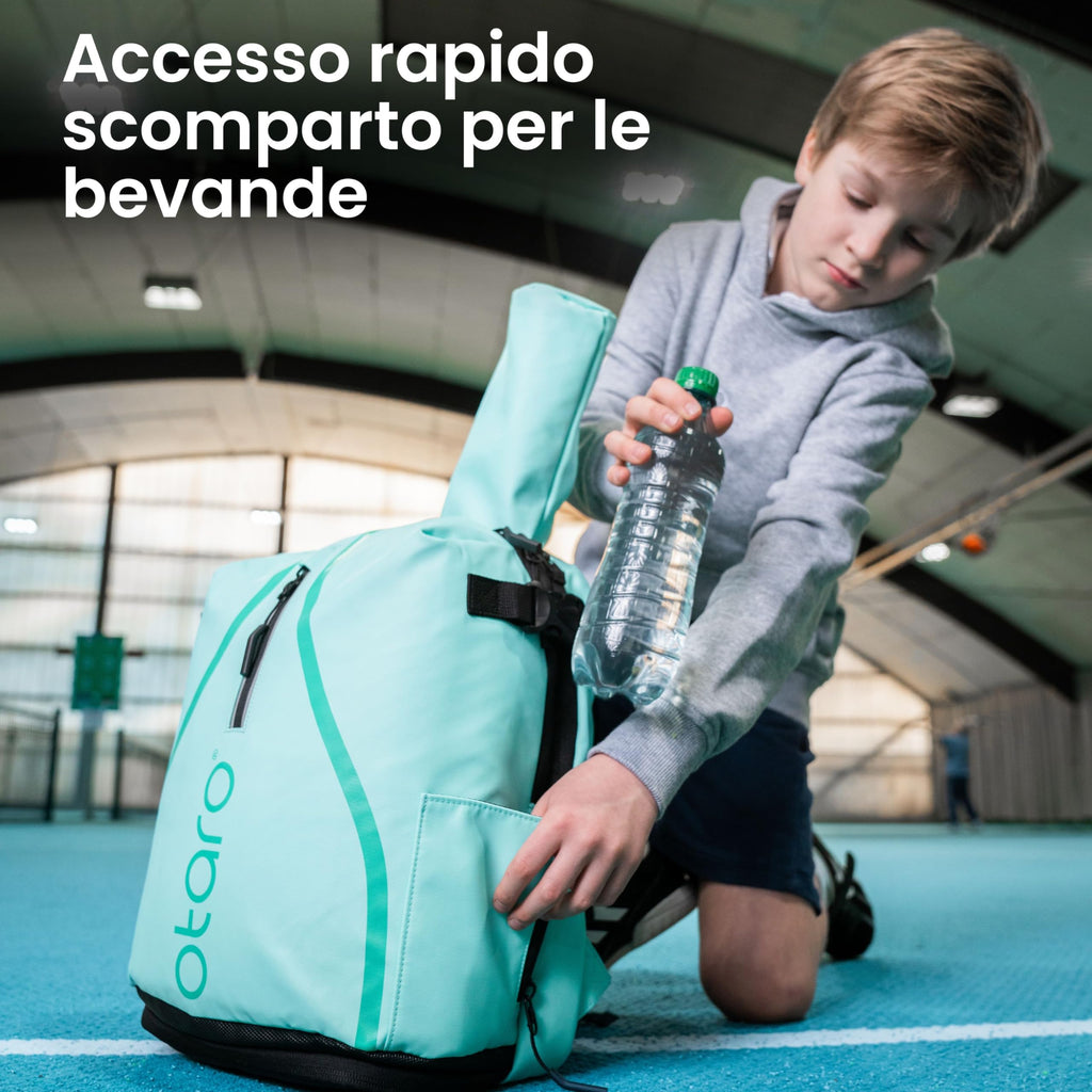 Otaro Zaino tennis bambini | 19 L | Zainetto bambino dai 5 agli 11 anni | Zaino con porta scarpe e porta racchetta tennis bambino | Leggero e riflettente | Zaino sportivo per ragazzi e ragazze