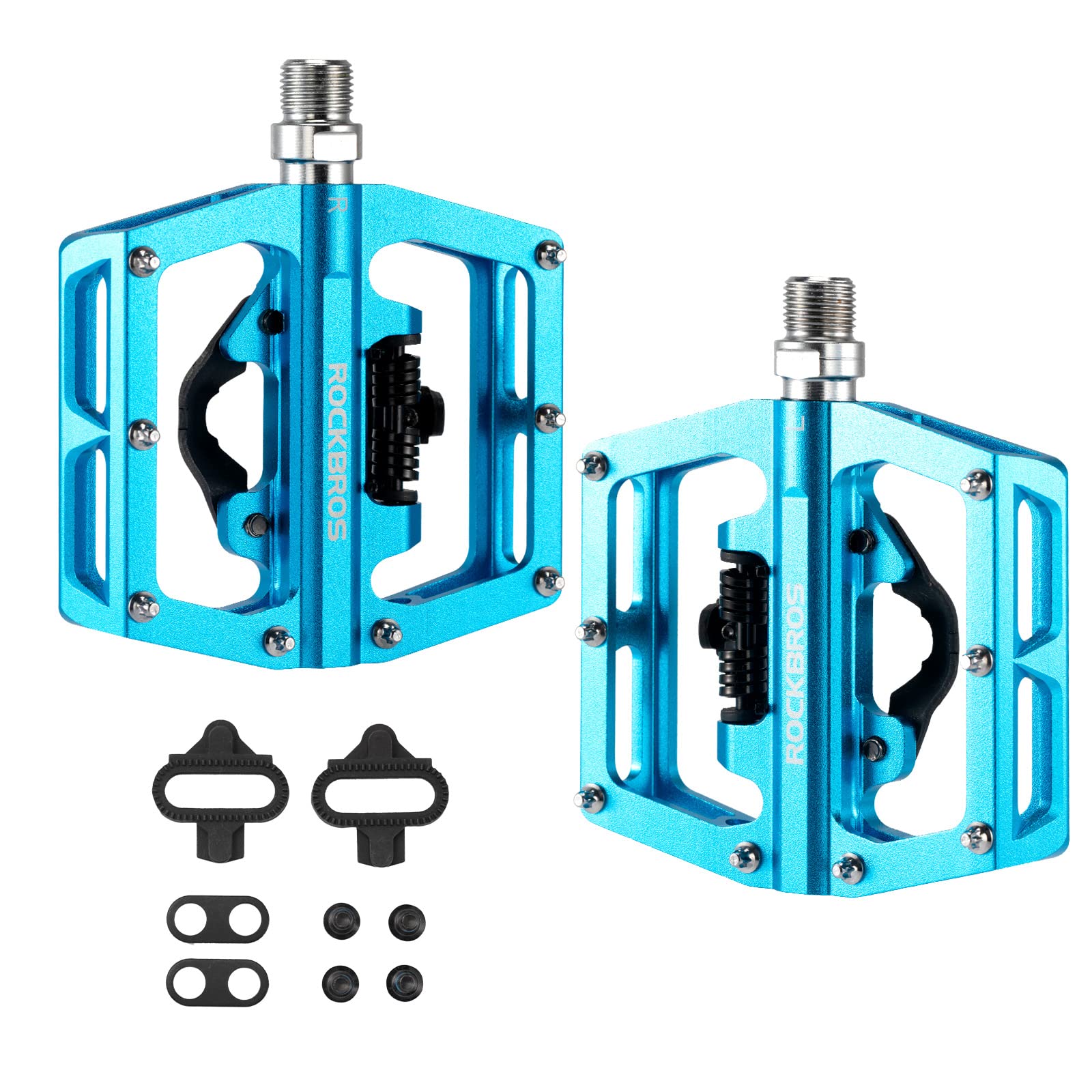 ROCKBROS Pedali di Blocco SPD per MTB Corsa Bicicletta da Strada 9/16 Pollici in Alluminio Pedali Bici con Cuscinetti Sigillati Ultra Leggero Antiscivolo Antipolvere