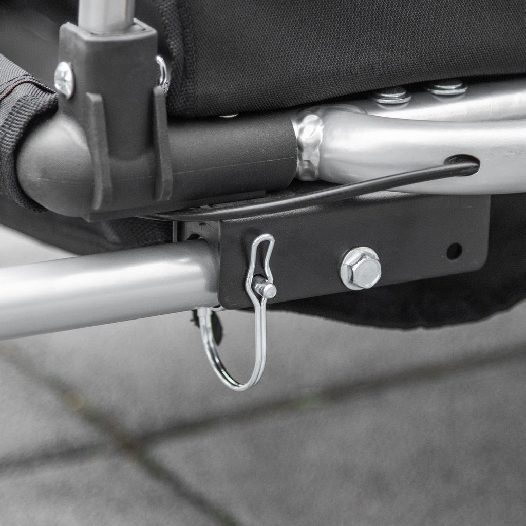 HOMCOM Rimorchio Bici per Bambini e Passeggino, Design 2 in 1 con Freno, Cintura a 5 Punti, Carrello Rimorchio per Bicicletta con Tasche Laterali, Catarifrangenti e Bandierina