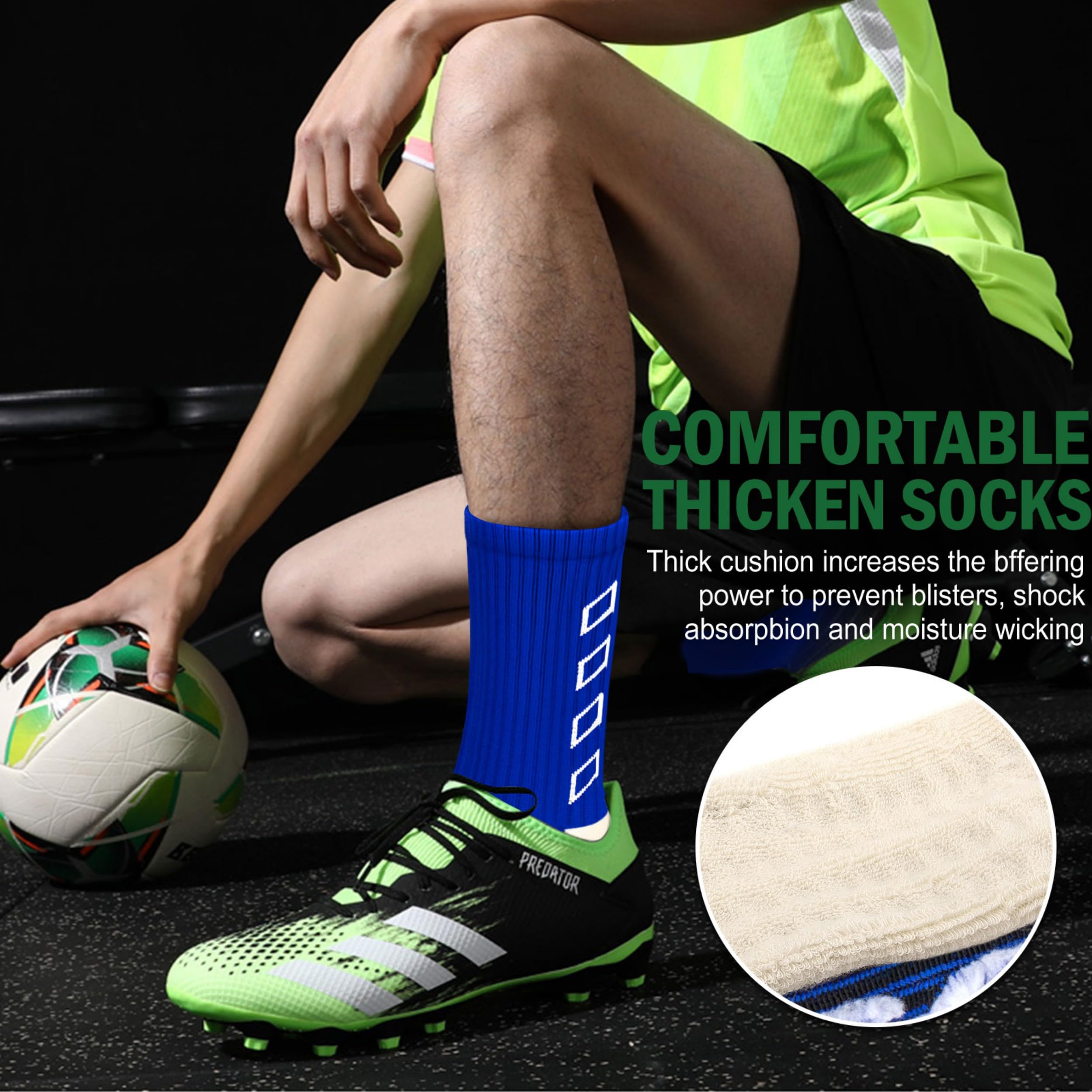 Calze Calcio Antiscivolo Uomo 37-45 Calze Antiscivolo Calcio Anti Vesciche Addensare Cotone Calzini Sportivi Donna Traspirante Calzini Grip Calcio per Ciclismo Trekking