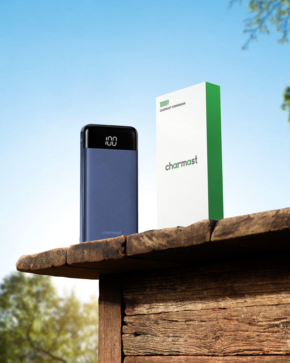 Charmast Power Bank 10000mAh con Cavi Integrati,Caricatore Portatile USB C 5V/3A Powerbank LED Display con 6 Uscite e 3 ingressi per iPhone Samsung Huawei Xiaomi