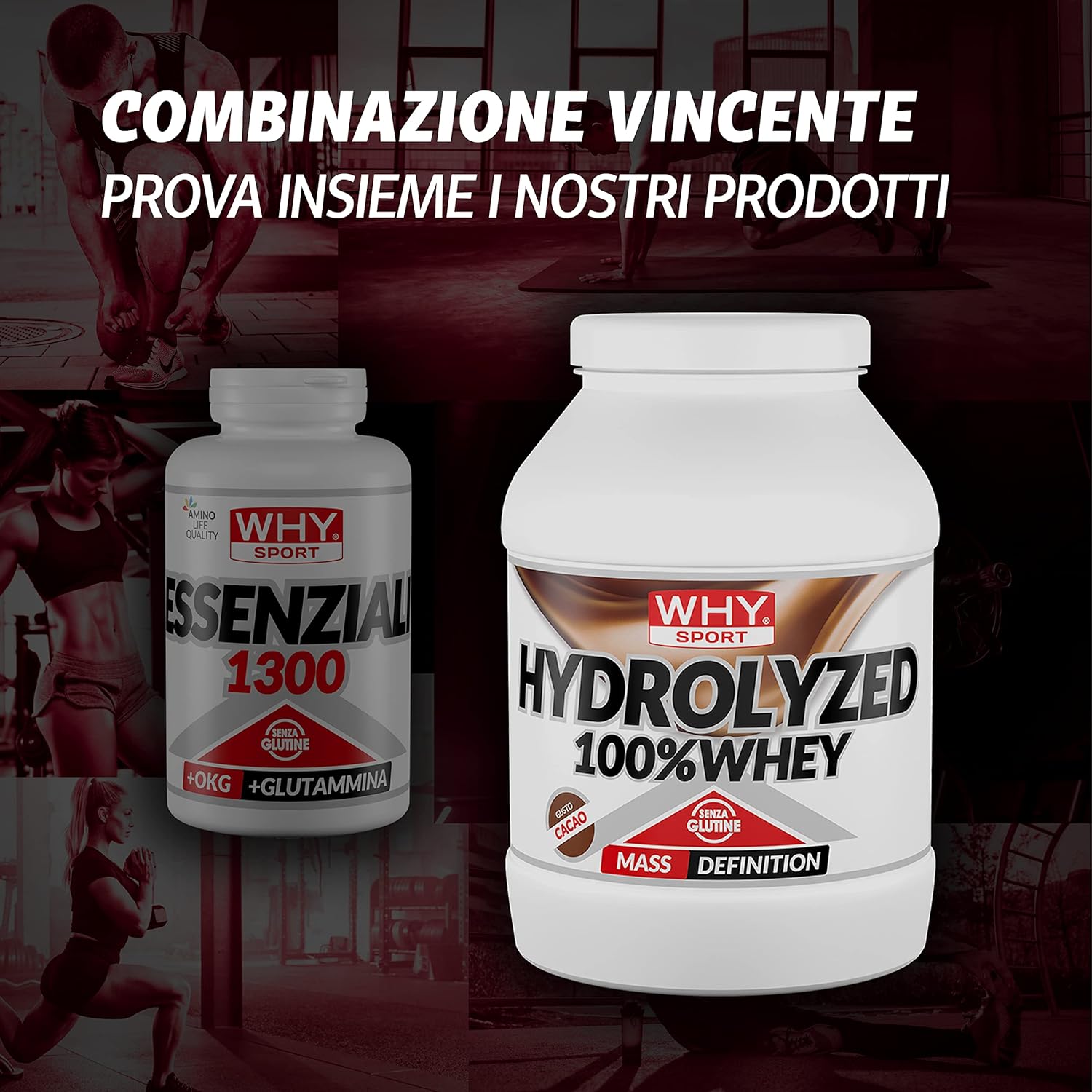 WHY SPORT ESSENZIALI 1300 - Acides Aminés Essentiels avec Vitamine B6 et Glutamine - 200 Comprimés