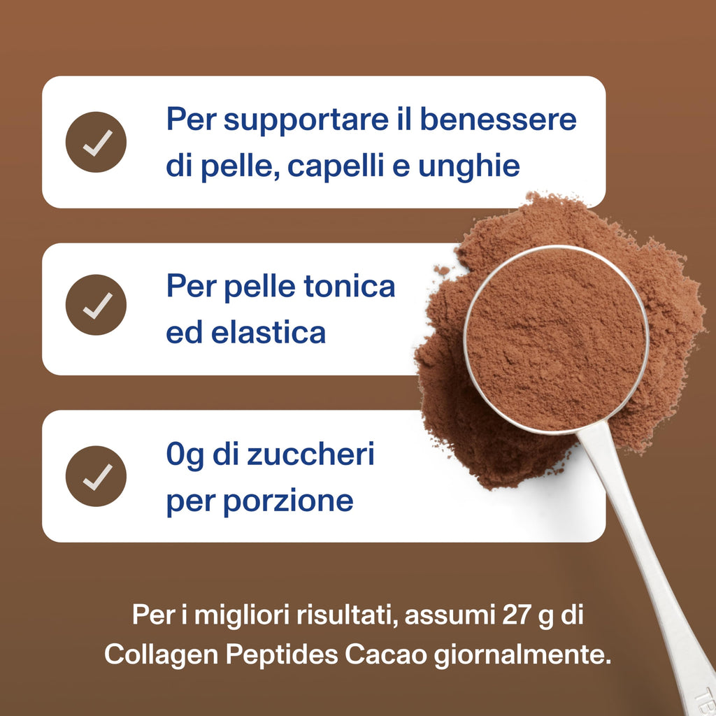 Vital Proteins Collagen Peptides Cacao, integratore collagene idrolizzato in polvere, Gusto Cacao, per pelle, capelli e unghie, 20g di peptidi di collagene bovino per porzione, 297g