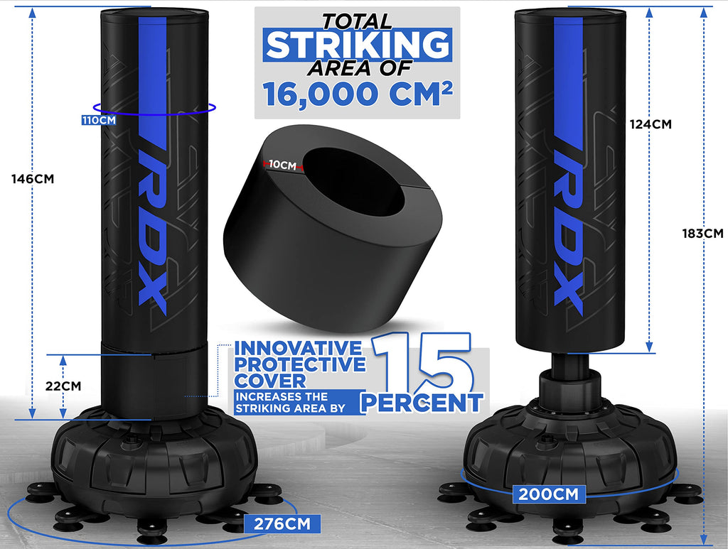 RDX Sacco da Boxe Terra, XXL 150KG 6FT Pesante Pieno KARA Sacco con Guantoni e Base, Maya Hide Pelle Piedistallo Adulti Free Standing Bag, MMA Arti Marziali Pugilato Muay Thai Kick Boxing
