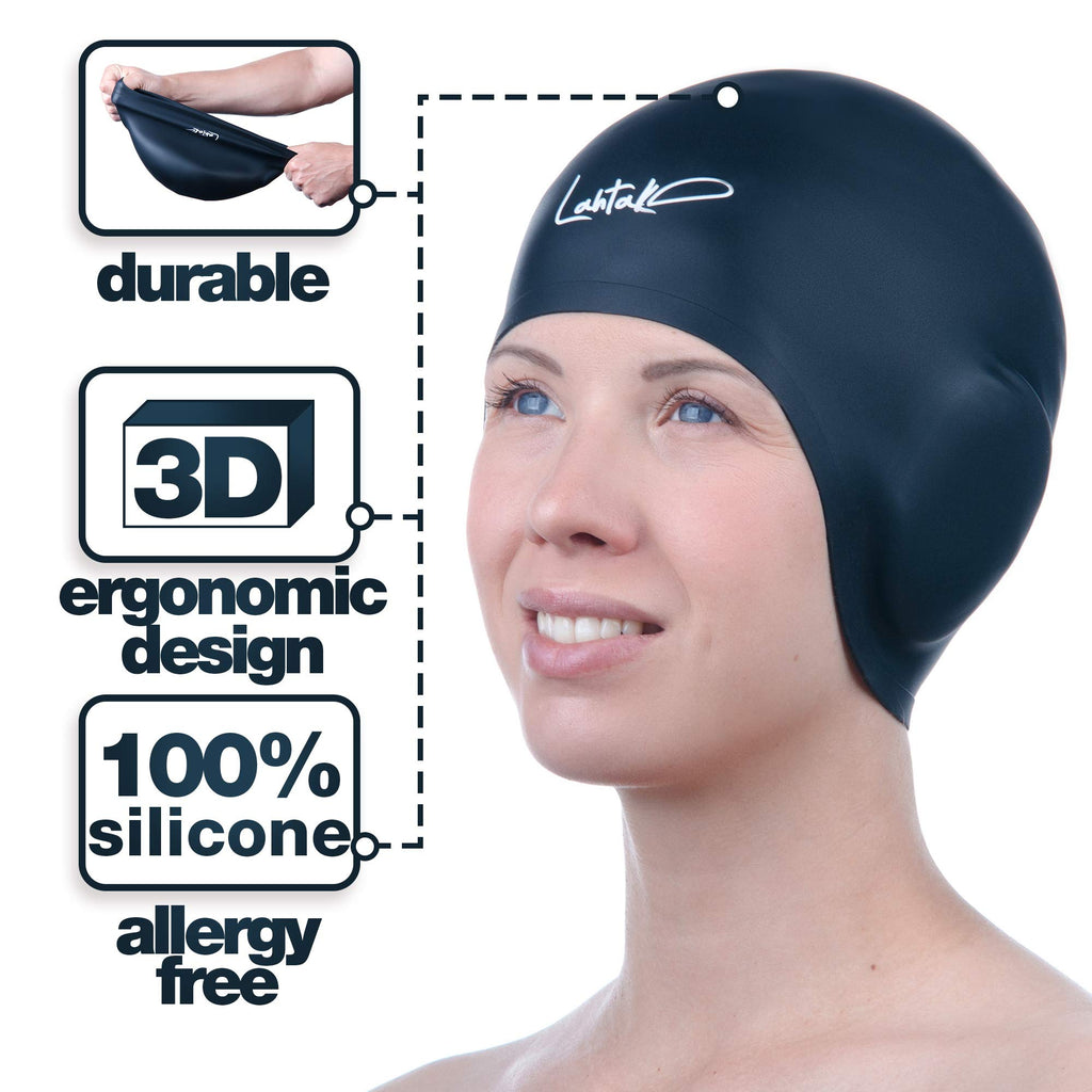 Cuffia da Nuoto per la Protezione delle Orecchie 3D - Cuffia Piscina Donna Uomo - Cuffia Nuoto Silicone Impermeabile - Cuffia Doccia Donna - Cuffia Piscina Capelli Lunghi e Corti