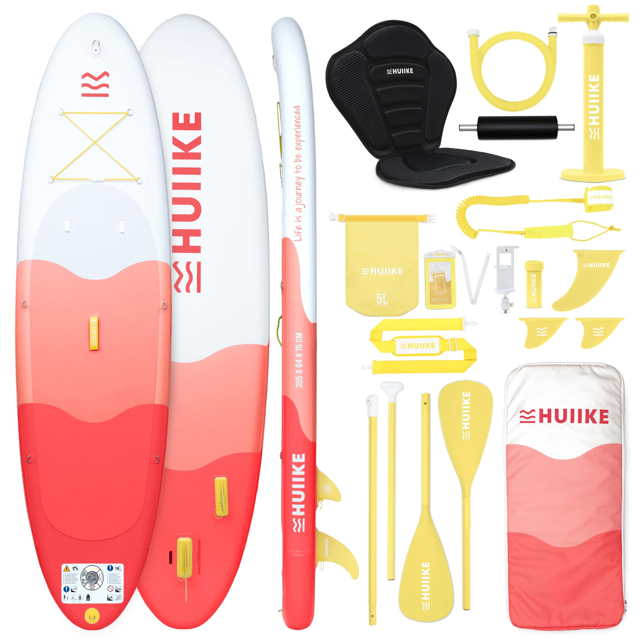 HUIIKE Tavola Sup Gonfiabile Adulti con Accessori Inclusi, Pagaia, Pinne, Pompa. Stand Up Paddle Board con Grande Stabilità e Resistenza. 305 x 84 x 15 cm, Carico Massimo 130 kg